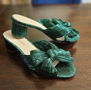 Loeffler Randall Emerald Pleated Bow Heels